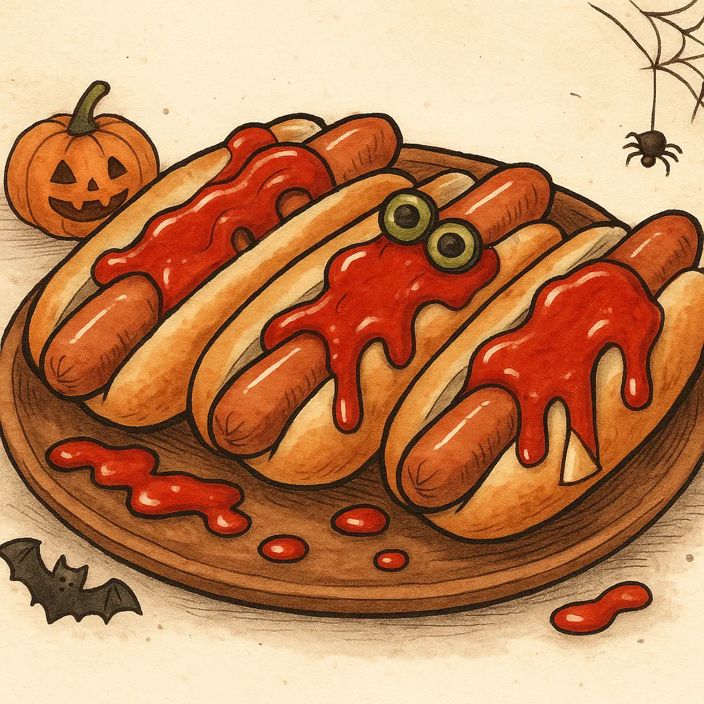 Blodröda hotdogs