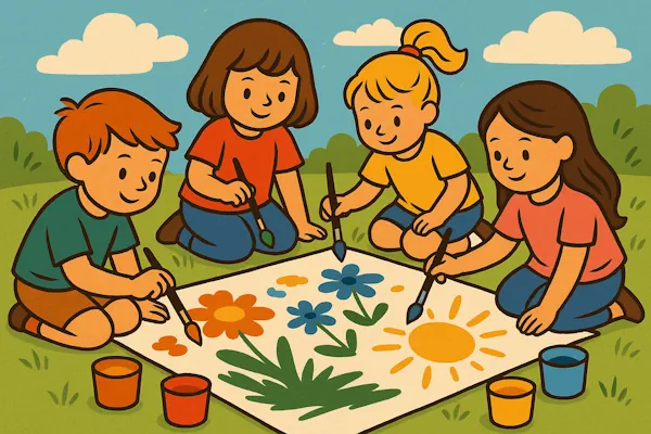 Sommarpyssel gruppmålning