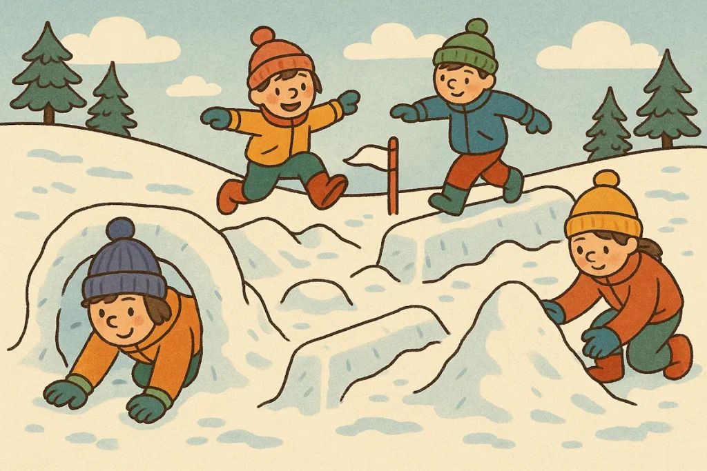 bygga hinderbana i snön