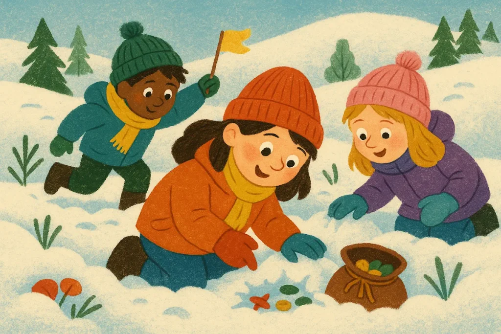 gömma skatter i snön