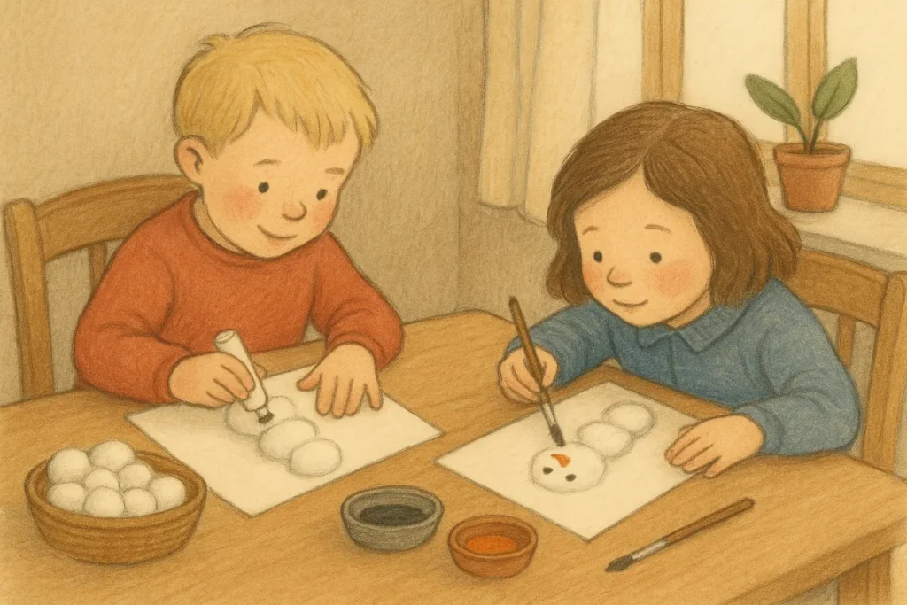 snögubbar av bomull