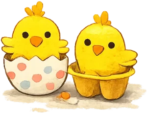 kycklingar i äggkartong