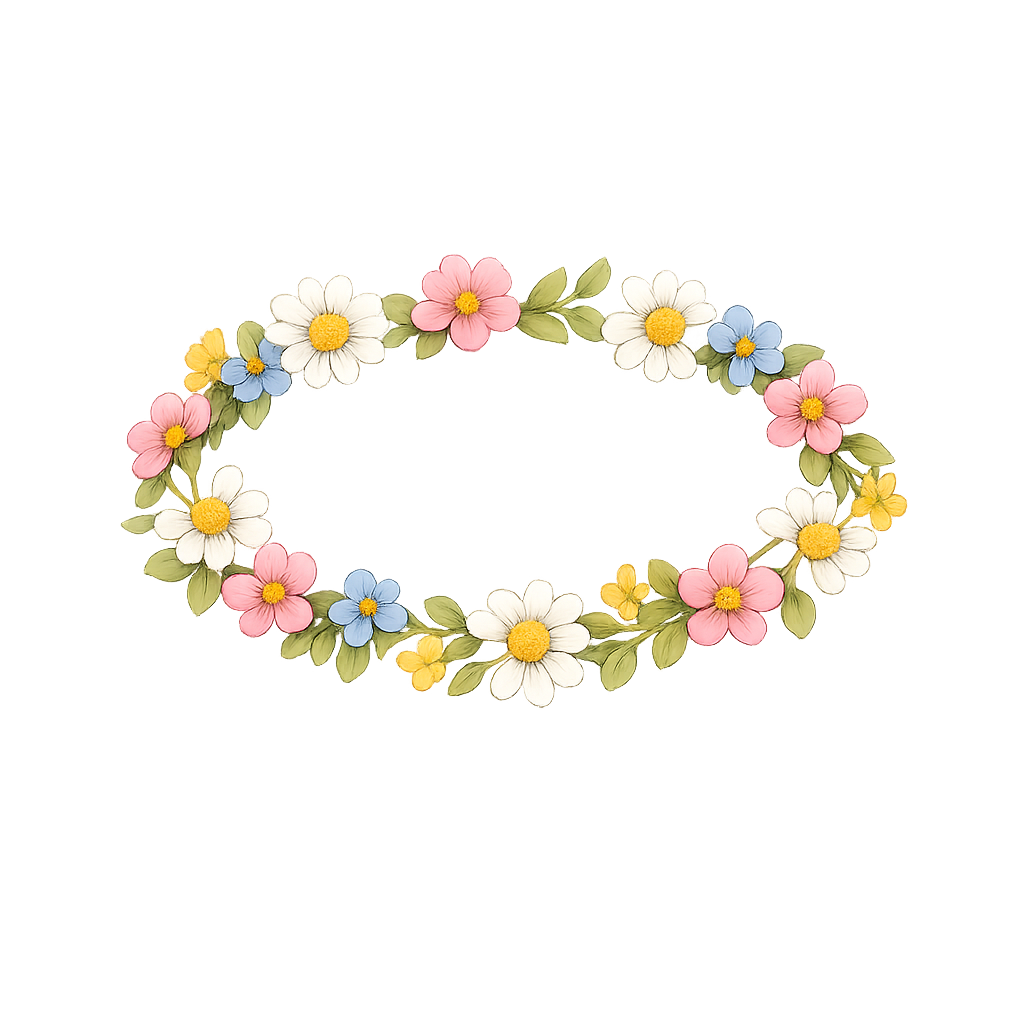 Handritad detaljbild av ett blomsterarmband