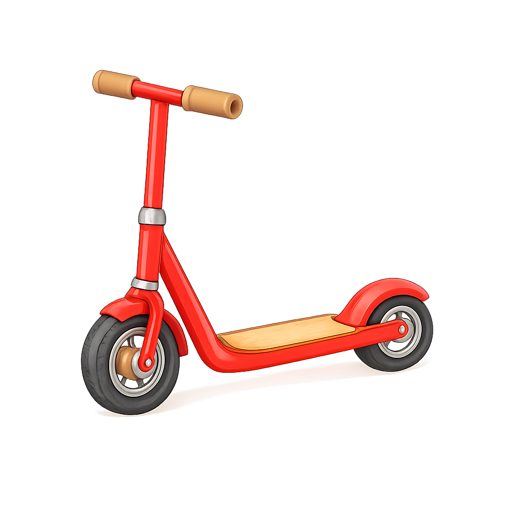 Handritad detaljbild av en sparkcykel