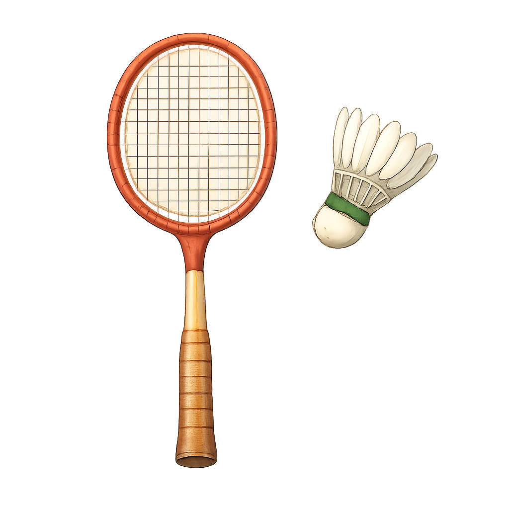 Handritad detaljbild av en badmintonracket